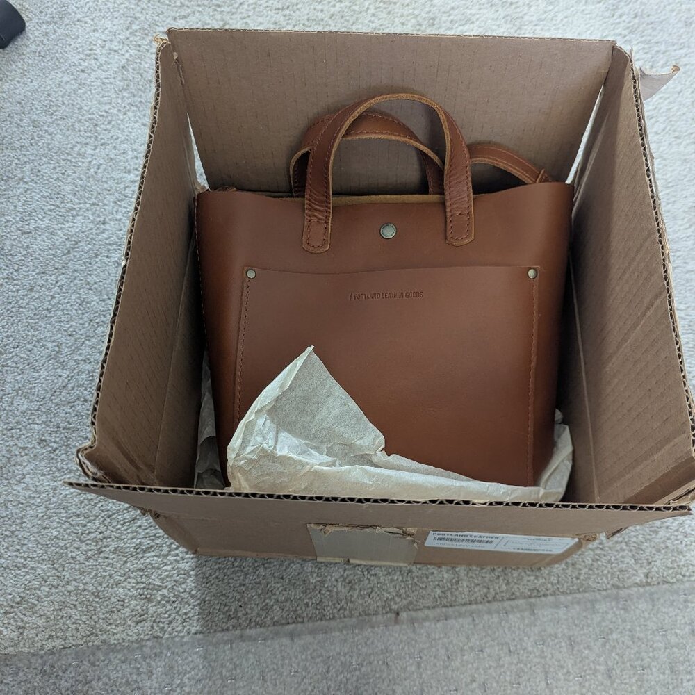 NEW Portland Leather Mini Crossbody Tote in Honey